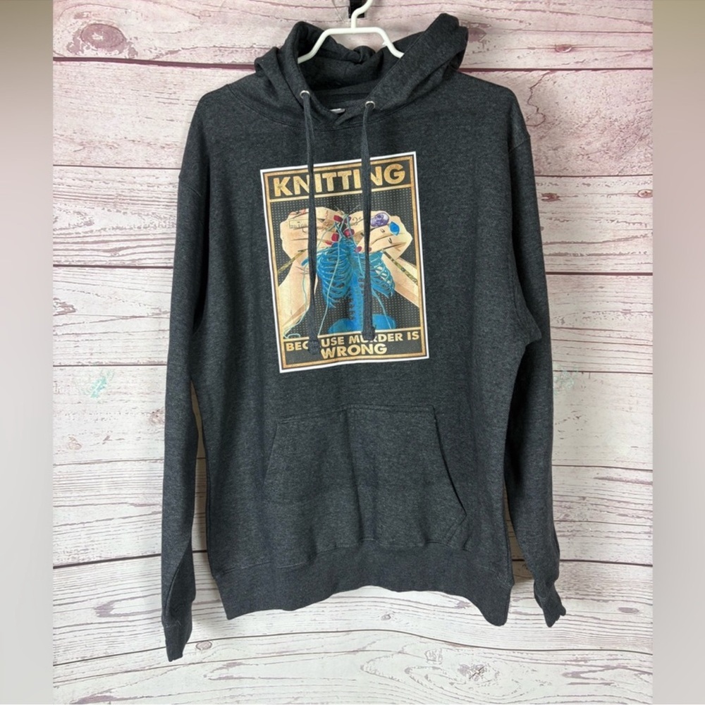 Knitting Because Murder is Wrong Sweater Graphic Hoodie